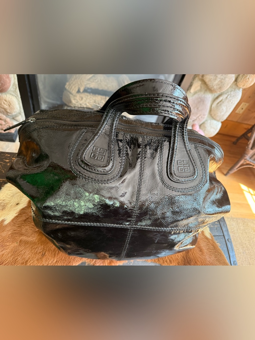 Givenchy Black Patent Satchel with Top Handles